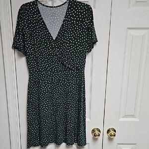 41 Hawthorn Green Polka Dot Flutter Sleeve V-Neck Midi Sundress